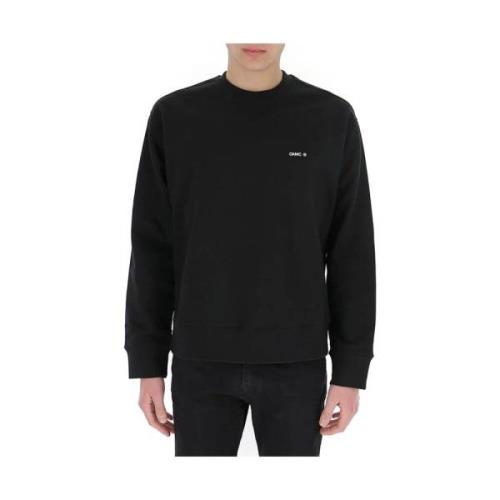 Oamc Svart Crewneck Stickad med Logobroderi Black, Herr