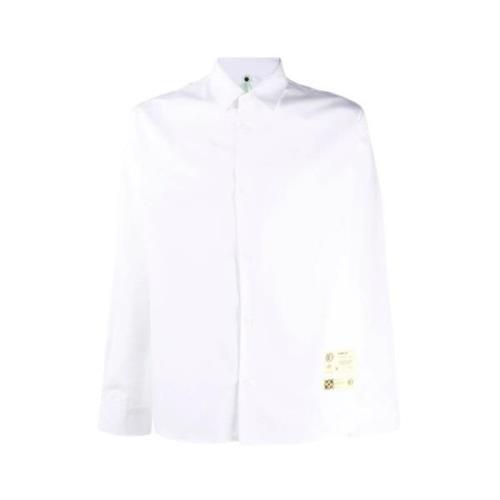 Oamc Klassisk Vit Skjorta med Gult Logotyp White, Herr