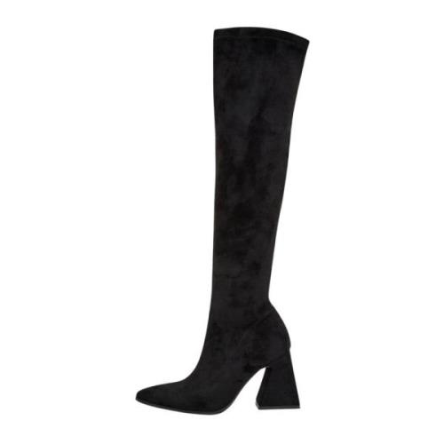 Cesare Gaspari Elegant Suede Over-the-Knee Stövlar Black, Dam