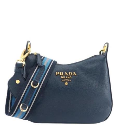 Prada Vintage Pre-owned Laeder crossbodyvskor Blue, Dam