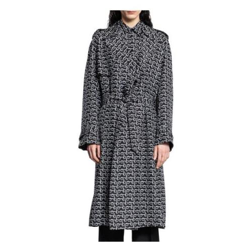 Burberry Multicolor Svart Silver Bältes Trench Coat Black, Herr