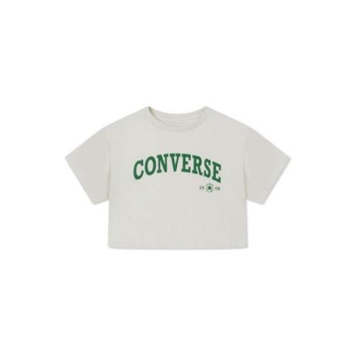 Converse Svart Logo Print Crop Tee White, Dam