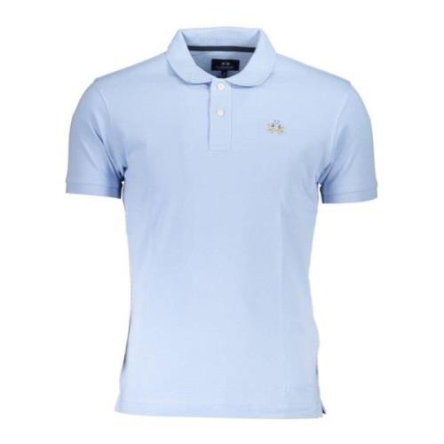 La Martina Ljusblå Slim-Fit Polo Shirt med Brodyr Blue, Herr