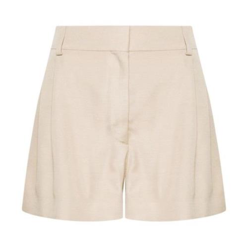 Stella McCartney Broderade Shorts i Lättvikts Viskos Beige, Dam