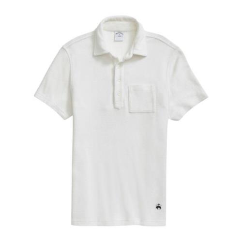 Brooks Brothers Vit Guld Fleece Frotté Polo White, Herr