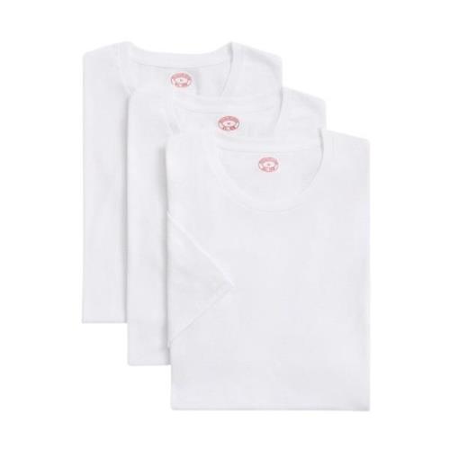 Brooks Brothers Vit Supima Bomull Crewneck 3 Pack T-Shirts White, Herr