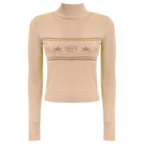 Chiara Ferragni Collection Gyllene Sweaters för Kvinnor Beige, Dam