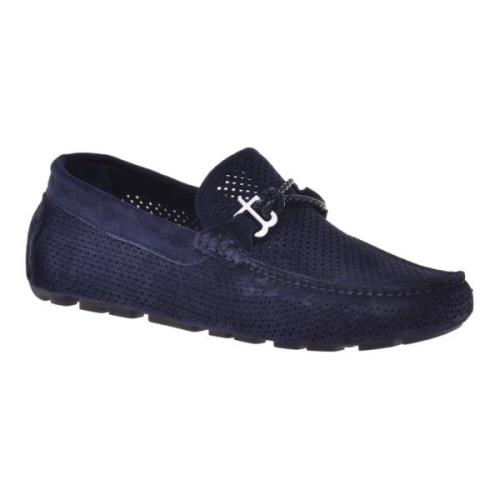 Baldinini Loafer in dark blue perforated suede Blue, Herr