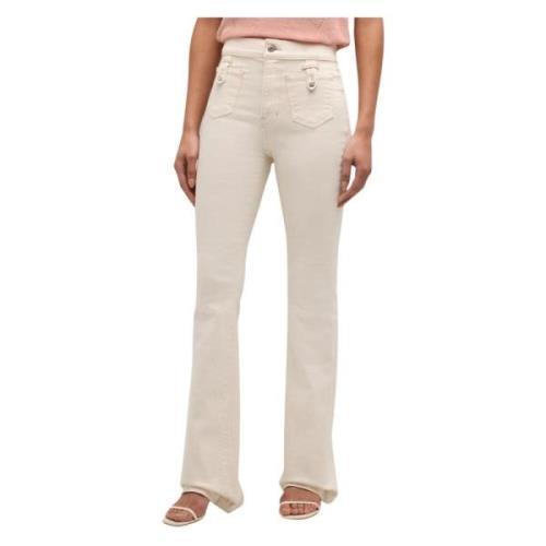 Veronica Beard Flare Jeans Hög Midja Kräm Beige, Dam