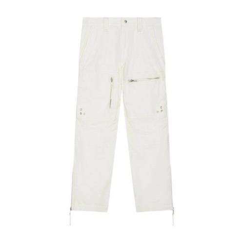 Isabel Marant Bomull Dragkedja Fickbyxor White, Dam