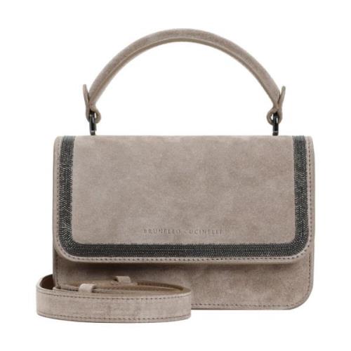 Brunello Cucinelli Mocka Läder Handväska ICE C5859 Gray, Dam