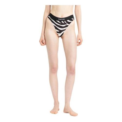 Tom Ford Zebra Print Thong Briefs Black, Dam