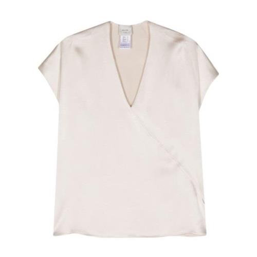 Alysi Satin Skjorta Blus Beige, Dam