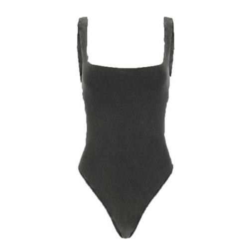 Entire Studios Svart Square Neck Bodysuit Black, Dam