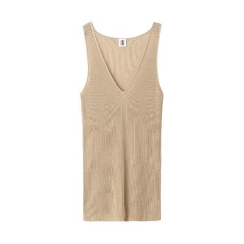 By Malene Birger Rory Ärmlös Ribbstickad Topp Beige, Dam