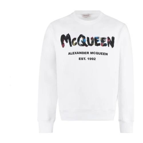 Alexander McQueen Vit Bomullssweatshirt Ss23 White, Herr