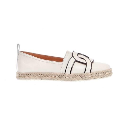 Tod's Vita Läder Moccasins med Kedja Spänne White, Dam