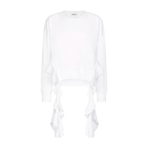 Dondup Rouched Crewneck Sweatshirt White, Dam