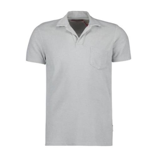 Orlebar Brown Terry Cotton Polo Shirt Solid Color Gray, Herr