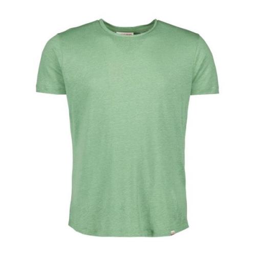 Orlebar Brown Herr Linne T-shirt Rund Hals Green, Herr