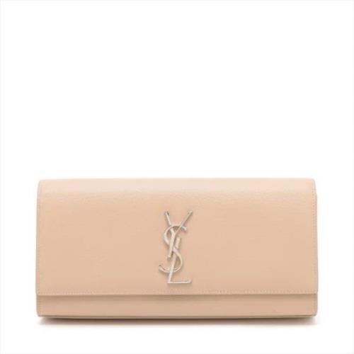 Yves Saint Laurent Vintage Pre-owned Laeder kuvertvskor Beige, Dam