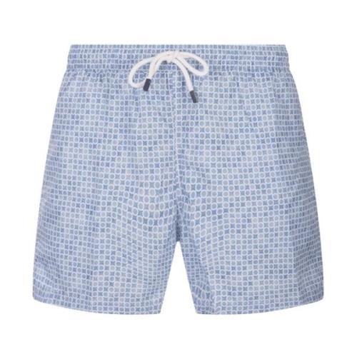 Fedeli Blå badshorts med prickigt och geometriskt blommönster Blue, He...