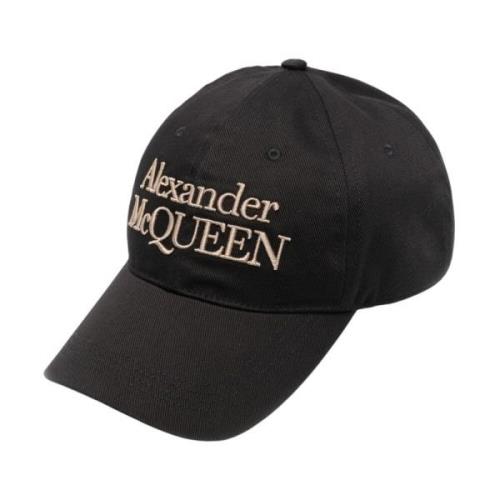 Alexander McQueen Broderad Logga Baseballkeps Svart Black, Herr