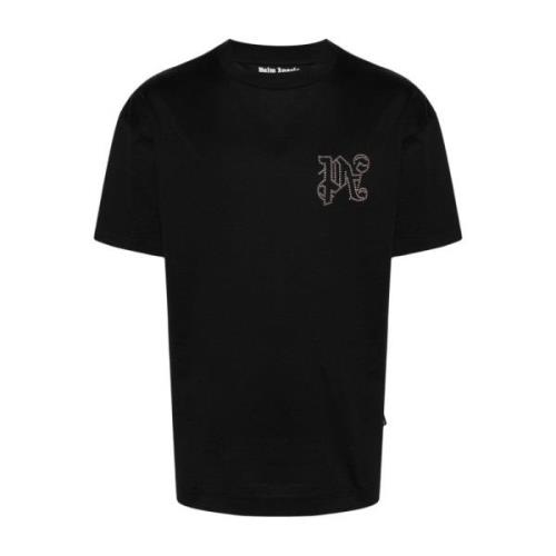 Palm Angels Svart Logo Crew Neck T-shirt Black, Herr