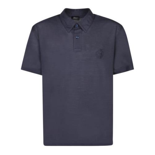 Brioni Blå Ull Polo Skjorta Kort Ärm Blue, Herr