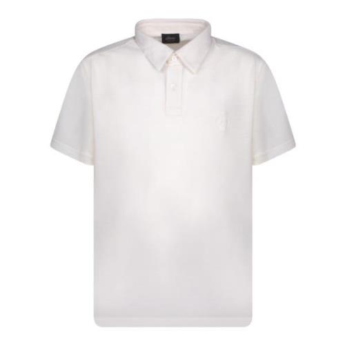 Brioni Vit Ull Polo Skjorta Kort Ärm White, Herr