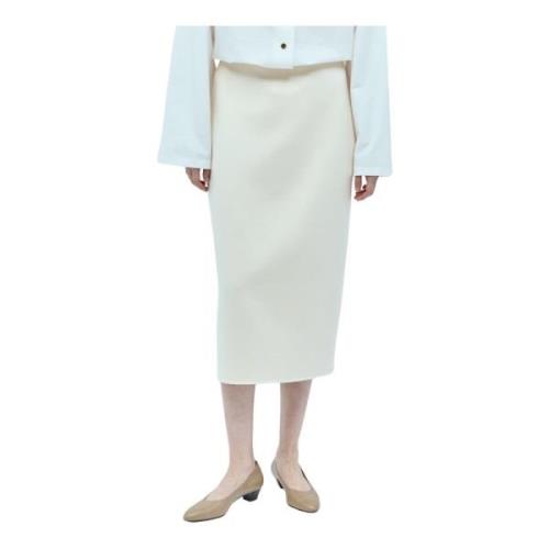 The Row Cashmere Midi Kjol Hög Midja Beige, Dam