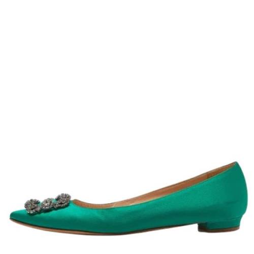 Manolo Blahnik Pre-owned Pre-owned Satin lgskor Green, Dam