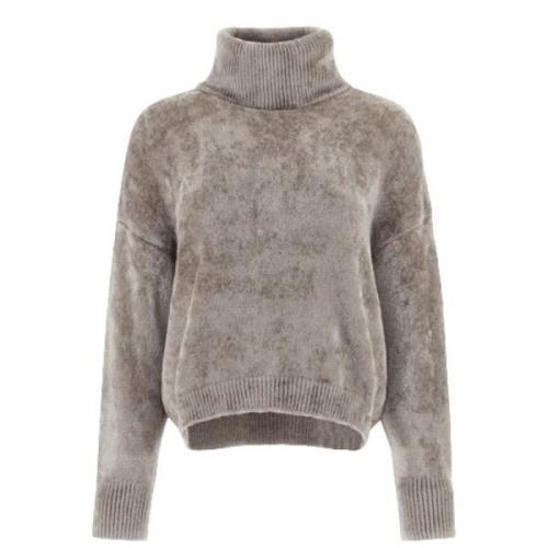 Herno Stiliga Crop Ciniglia Sweaters Gray, Dam