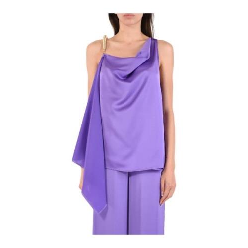 Simona Corsellini Asymmetrisk Satintopp med Metallrem Purple, Dam