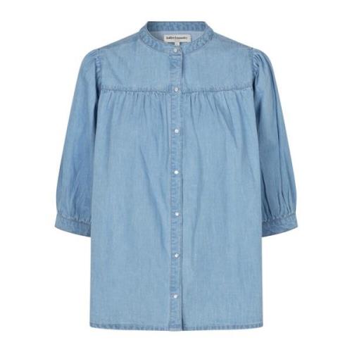 Lollys Laundry Blå Skjortblus med Puffärmar Blue, Dam