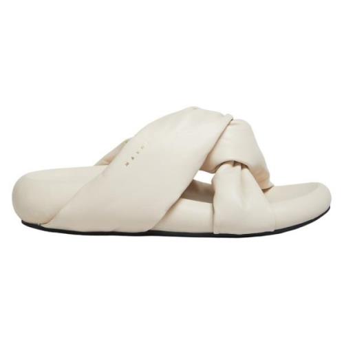 Marni Ivory twisted leather bubble sandal Beige, Dam