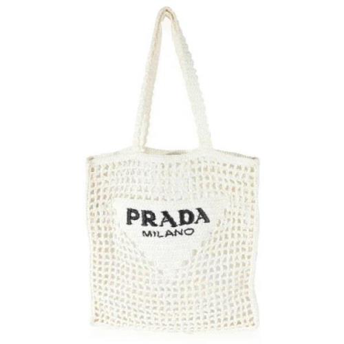 Prada Vintage Pre-owned Raffia totevskor White, Dam