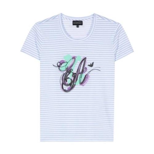 Emporio Armani Blårandig Jersey T-shirt Blue, Dam