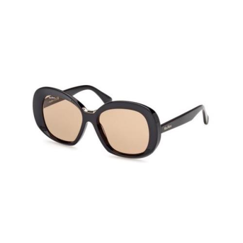 Max Mara Edna Solglasögon Svart Blank Kuddstil Black, Dam