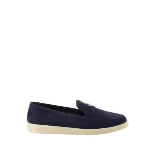 Prada Sammet Slip-On Loafers Blue, Herr