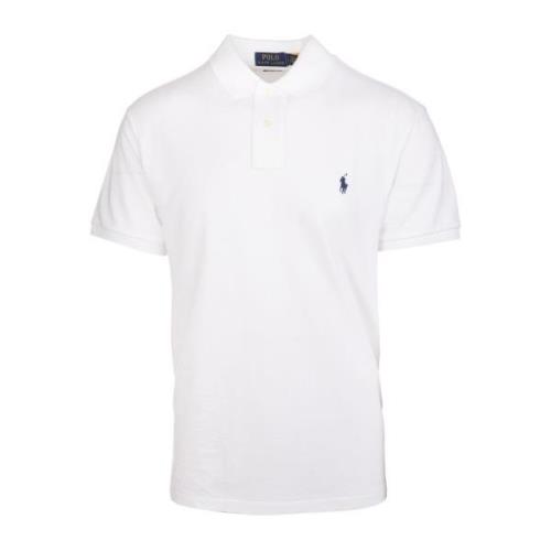 Ralph Lauren Vit Polo Tröja Amerikansk Stil Bomull White, Herr