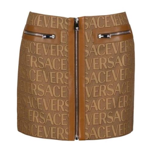 Versace Monogram Mini Kjol Brown, Dam