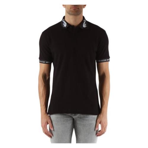 Versace Jeans Couture Slim Fit Bomullspolo med Kontrastdetaljer Black,...