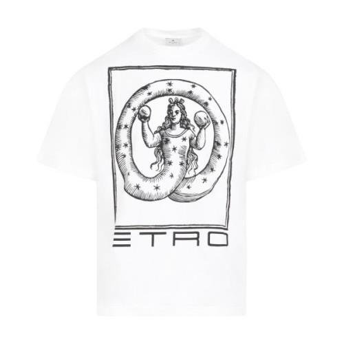 Etro Vit T-shirt med Tryck White, Herr