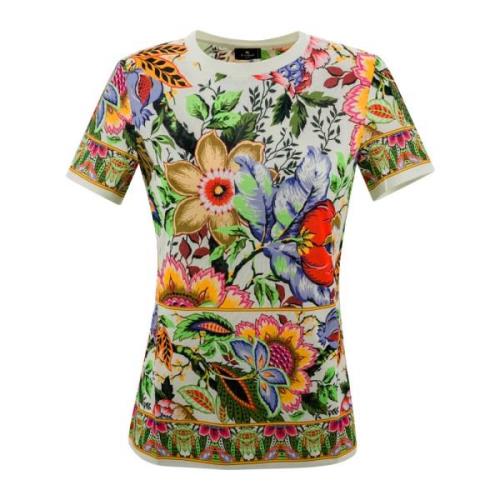 Etro Blommig Tryck Bomull Jersey T-shirt Multicolor, Dam