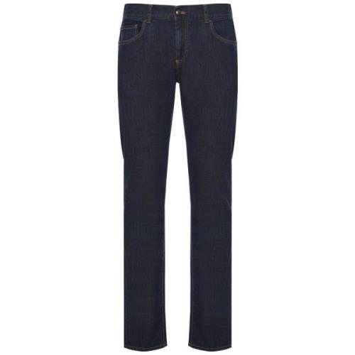 Canali Slim-fit Bomulls Jeans Blue, Herr