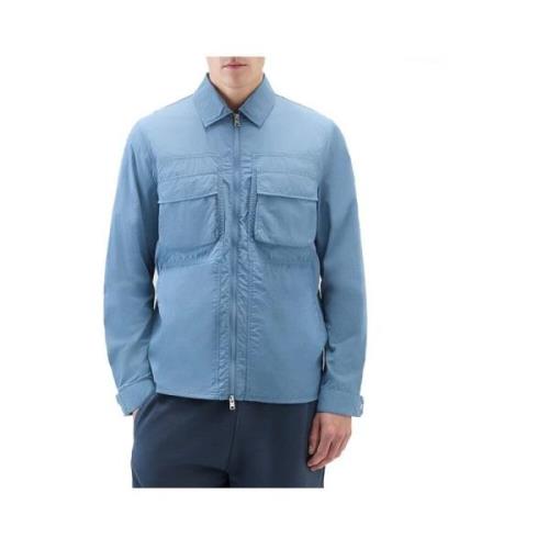 Woolrich Krinklad Overshirt Jacka Blue, Herr