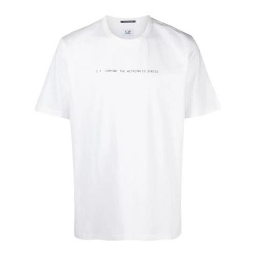 C.p. Company Metropolis Vit Rund Hals T-shirt Print White, Herr