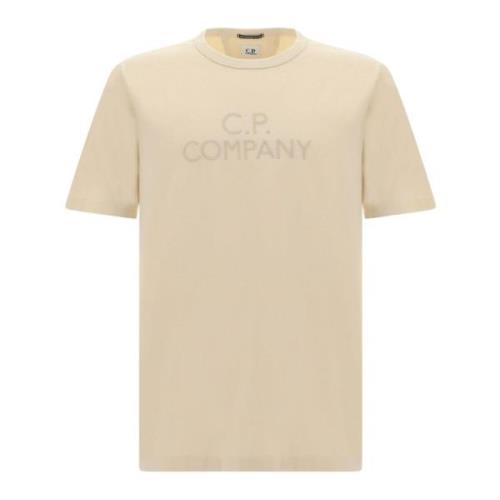 C.p. Company Beige Broderad T-shirt Beige, Herr