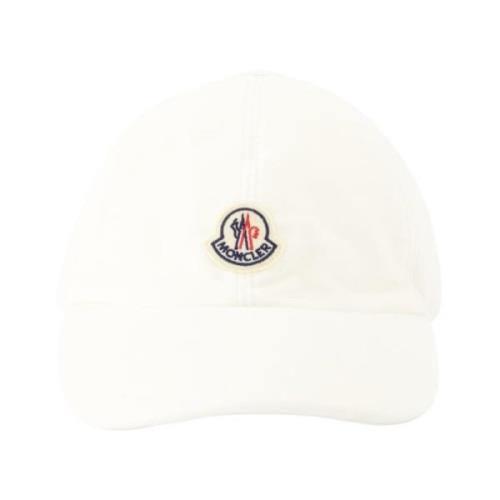 Moncler Sammetkeps med Logo Patch White, Dam